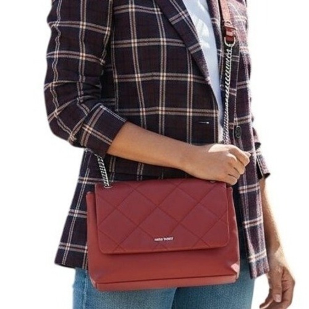 Nine West Karisma Cyber Red Quilted Covertable Shoulder‎ Bag Crossbody Purse